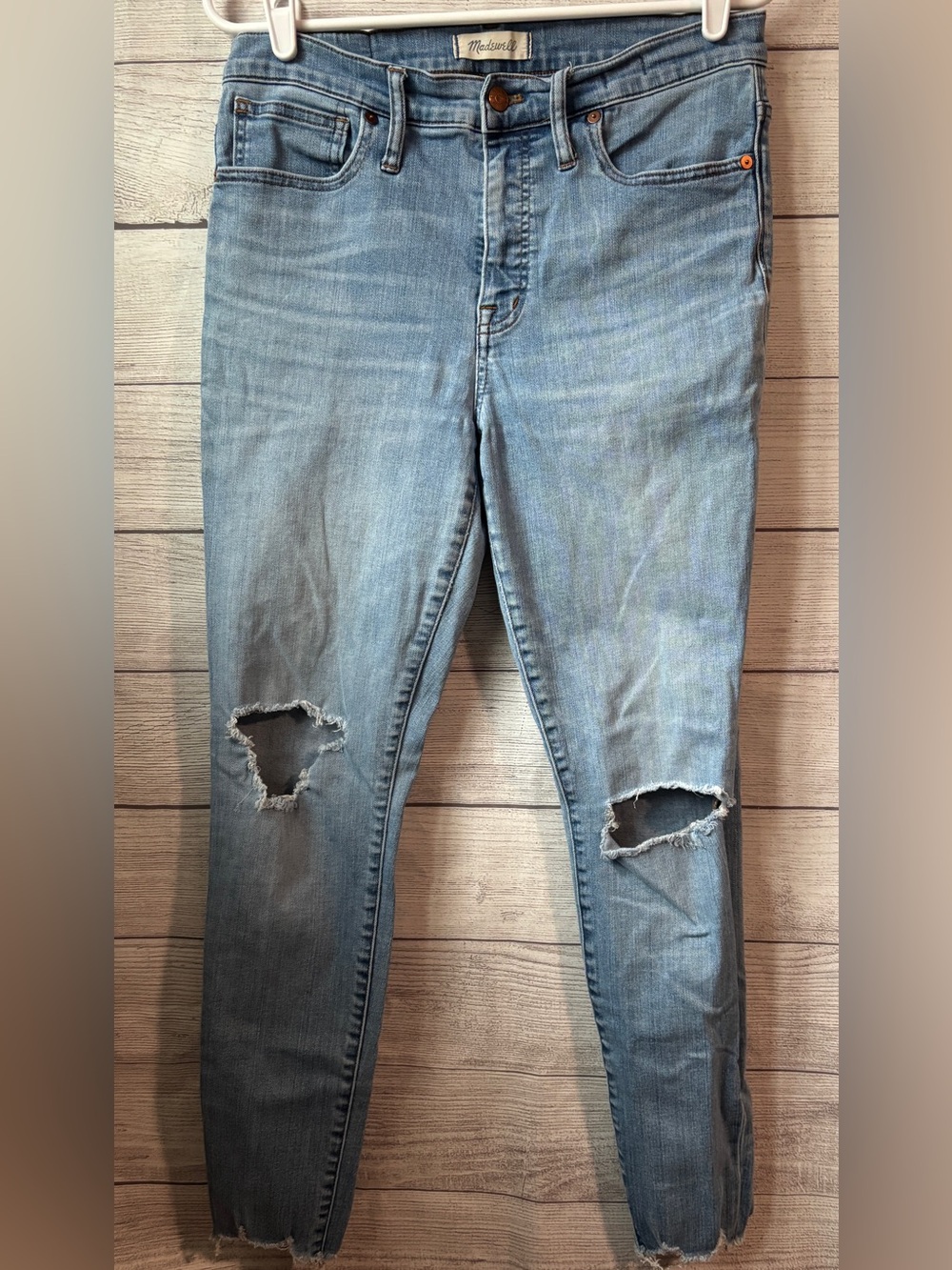 Madewell women's 9” high-rise skinny distressed stretch jeans, size 30 (8/10)